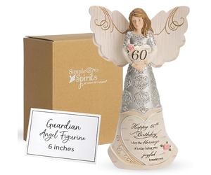 Pavilion Gift Company 82415 Elements Angels - Happy 60th Birthday May The Blessings of Today Bring You Joyful Tomorrows, Beige