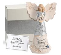 Pavilion Gift Company 82416 Elements Angels - Happy 70th Birthday May Today's Wishes Fill Your Life with Happiness 6" Angel Figurine,Silver