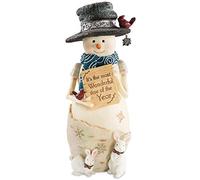 Pavilion Gift Company 9" Snowman Holding Sign, Resin, Beige