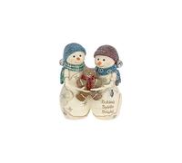 Pavilion Gift Company - Baking Spirits Bright - 4.5" Hand Painted Resin The BirchHearts Collectible Double Snowman Figurine Decorative Holiday Christmas Decor Statue
