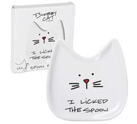Pavilion Gift Company Blobby Cat, Cat Spoon Rest"I Licked the Spoon", 5", White