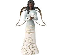 Pavilion Gift Company Friendship Fills Our Heart With Happiness - 7.5 Inch African American Bunny Collectible Resin Angel Figurine, White