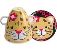 Pavilion Gift Company Izzy and Owie Four Piece Stackable Dinner Set, Leopard