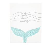 Pavilion Gift Company - Make Waves - 12" x 15" Embroidered Plaque Whale Waves Beach Beachfront Beach-House Summer Home Wall Decor