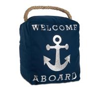 Pavilion Gift Company Open Door Decor - Welcome Aboard Anchor Beach Navy & Silver Door Stopper with Handle