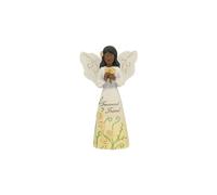 Pavilion Gift Company - Treasured Friend - 5" Ebony African American Angel Figurine Floral Spring Home Decor Bestie BFF Best Friend Present