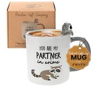 Pavilion Gift Company You are My Partner in Crime - Raccoon Gray 17oz Dolomite Coffee Cup Mug