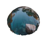 Pavilion In The Park Double Layer Shower Cap for Women Waterproof and Durable Protects Hair During Bath, Beauty