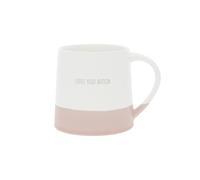 Pavilion - Love You - 17 oz Organic Shaped Pink Dipped Stamped Letter Novelty Coffee Mug Tea Cup Bestie BFF Best Friend Gift Galentine's Day Neutral Home Modern Humorous Friendship Present