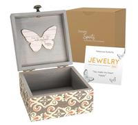 Pavilion 'Simple Spirits Butterfly' 41102 - Wooden Hinged Keepsake Box with Patterned Design and Printed Message for Friends and Loved Ones, Storage for Cosmetic, Trinkets, and Jewelry