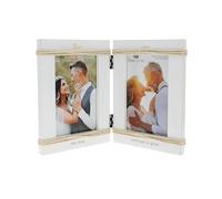 Pavilion - Then & Now - Our Love Continues To Grow - Double 4" x 6" Vertical Hinged Picture Frame Photo Holder Newly Engaged Fiancé Fiancée Couple Party Gift Upcoming Wedding Anniversary Wife Husband