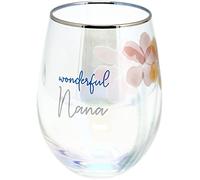 Pavilion - Wonderful Nana - 18-Ounce Stemless Wine Glass with Floral Design, Iridescent Wine Glass, Nana Gifts, 1 Count (Pack of 1), 2.75" x 4.75"