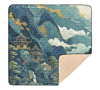Pavilions and Mountains and Rivers Soft Foam Baby Play Mat for Indoor Outdoor Waterproof Baby Play Tummy Time Mat for Babies Infants Toddlers, 50'' x 50''
