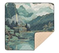 Pavilions and Mountains and Rivers Soft Padded Baby Play Mat for Indoor Outdoor Cozy Breathable Tummy Time & Crawling Mat for Babies Infants Toddlers, 50'' x 50''