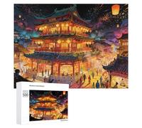 pavilions and towers adult puzzles lantern night puzzle recyclable wooden puzzle sets-500 pcs,for everyone team building present