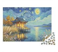 Pavilions Under The Starry Sky 1000 Piece Jigsaw Puzzle Cardboard Scenery For Adults Family Activity Indoor Mindfulness Birthday Gift 38x26cm/1000pcs