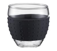 Bodum PAVINA Glass Set (Nonslipping, Coloured Silicon Ring, 0.1 L) - Pack of 2, Black
