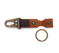 PavinCrafter Leather Key Keeper for Men & Women - Dark Brown Belt Loop Key Ring Holder with Self-Locking Metal Clip - Heavy-Duty Full-Grain Leather Keychain for Car, Home & Everyday Carry