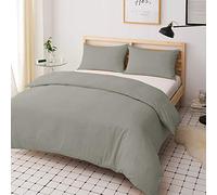 PAVLA-Outlet Duvet Quilt Cover Set Plain Dyed Poly-Cotton Bedding Set - Easy Care | Machine Washable |Single Double King Super King | with Matching Pillowcases (Grey, Single)