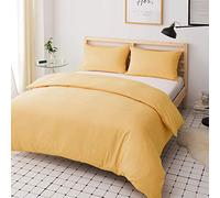 Pavla-Outlet Plain Dyed Duvet Quilt Cover Set Poly-Cotton With Pillow Case Easy Care Bed Set (LATTE, SUPERKING)