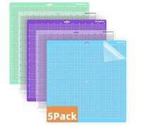 Pavlleen Cutting Mat for Cricut, 5 Pieces 12 x 12 Cutting Mats for Cricut Maker/Explore 3/Explore Air/Air 2/One, Non-Slip Replacement Accessories with 1 LightGrip, 3 StandardGrip and 1 StrongGrip
