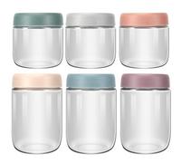 Pavlleen Pack of 6 Overnight Oats Jars, Preserving Jars with Screw Lid, for Salad, Chutney, Yogurt, Pudding, Jam, Inserts, Baby Food, Small Jars with Lids as Mason Jar Meal Prep Boxes