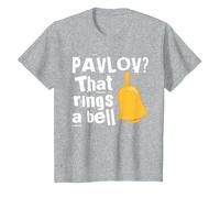 Pavlov That Rings a Bell Funny Psychology Joke T-Shirt, Youth, Heather Grey, Large