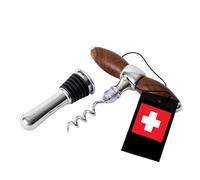 Pavlova’S Swiss Handmade Corkscrew and Bottle Stopper Set 2-in-1 - Walnut and Stainless Steel - Vintage Craft Design - Airtight Bottle Seal - Gift Box - 10-Year Warranty - Limited Edition