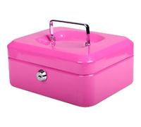 Pavo - Premium 8-Inch Metal Cash Box 20 x 16 x 9 cm with 2 Keys and Removable Change Tray - Pink