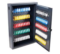 Pavo - Deluxe Key Cabinet for 100 Keys, Metal Box with 100 Key Tags, Dark Grey, size: 38 x 9 x 55 cm - 8047222