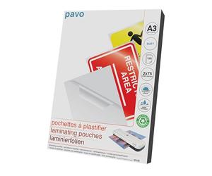 Pavo - Laminating Pouches A3 75/80 mic, Pack of 100 - Matt