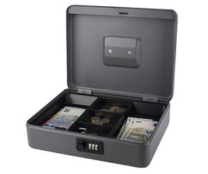 Pavo Metal Cash Box 12 Inch with Combination lock- Dark Grey