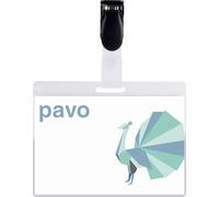 PAVO - Premium 54 x 90 mm Self Laminating Visitor Name Badge (Pack of 25), 8009244
