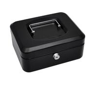 Pavo - Premium 6-Inch Metal Cash Box 15 x 12 x 8 cm with 2 Keys and Removable Change Tray - Black