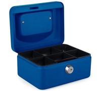 Pavo - Premium 6-Inch Metal Cash Box 15 x 12 x 8 cm with 2 Keys and Removable Change Tray - Blue