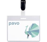 PAVO - Premium 60 x 90 mm Security Clip-on Visitor Name Badge (Pack of 25), 8009220