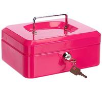 Pavo - Premium 8-Inch Metal Cash Box 20 x 16 x 9 cm with 2 Keys and Removable Change Tray - Pink