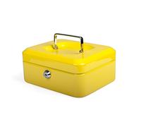 Pavo - Premium 8-Inch Metal Cash Box 20 x 16 x 9 cm with 2 Keys and Removable Change Tray - Yellow