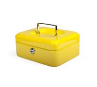 PAVO Premium 8-Inch Metal Cash Box with 2 Keys and Removable Change Tray - Yello
