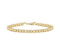 PAVOI 14K Gold Plated Beaded Cuban Cubic Zirconia Simulated Diamond Station Infinity Chain Bracelets for Women | Adjustable Chain Bracelet, 8.5", Yellow Gold, no gemstone