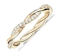PAVOI 14K Gold Plated Cubic Zirconia Twisted Rope Eternity Band Yellow Gold for Women Size 7