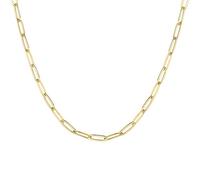 PAVOI 14K Gold Plated Curb Paperclip Box Sphere Bead Snake and Figaro Chain Adjustable Necklace (Paperclip-L, Yellow Gold Plated)