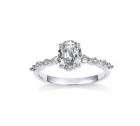 PAVOI 14K Gold Plated Engagement Ring For Women | Cubic Zirconia Wedding Ring For Women | Oval Womens Fake Engagement Ring, White Gold, Cubic Zirconia