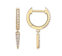 PAVOI 14K Gold Plated Huggie Earrings for Women - S925 Sterling Silver Post Drop/Dangle Gold Earrings for Women | Dainty CZ Awl Earrings