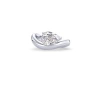 PAVOI 14K Gold Plated Premium Cubic Zirconia Square Solitaire Engagement Ring for Women - Unique Wavy Promise and Fake Wedding Ring, 5, White Gold, Cubic Zirconia