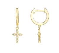 PAVOI 14K Gold Plated S925 Sterling Silver Post Lightweight Drop/Dangle Huggie Earrings for Women | Religious Ornament: Cross, Evil Eye, Clover, Celtic | Dainty Earrings for Women