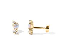 PAVOI 14K Gold Plated Solid 925 Sterling Silver Post Cubic Zirconia Flat Back Earrings for Women,Cartilage Earring,Helix Piercing Jewelry,Small Stud Earrings,Trinity, Gold Plated, Cubic Zirconia