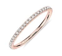 PAVOI 14K Gold Plated Sterling Silver CZ Simulated Diamond Stackable Ring Eternity Bands for Women (Rose Gold,Size 10)