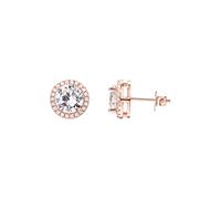 PAVOI 14K Gold Plated Sterling Silver Post Brilliant Round Faux Diamond Halo Earrings - Premium Cubic Zirconia in Rose Gold, White Gold and Yellow Gold