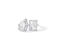 PAVOI 14K Gold Plated Toi Et Moi Radiant-Cut Pear-Shaped Cubic Zirconia Statement Ring for Women - Engagement, 6, White Gold, Cubic Zirconia